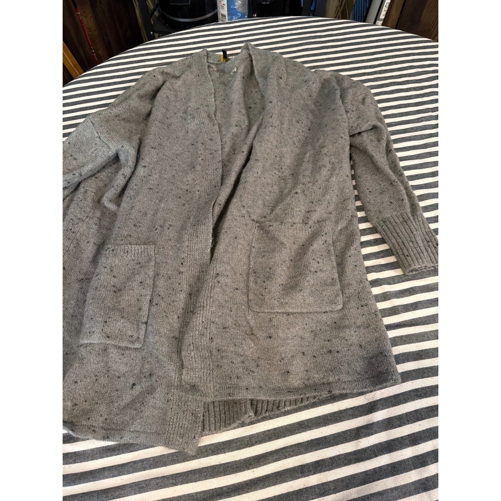Lee Womens 2X Grey Flecked‎ Open Front Knit Cardigan Sweater Pockets 112327646